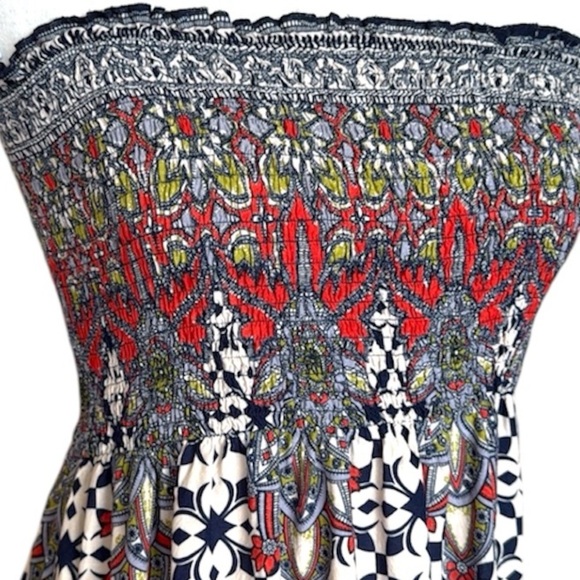 Altar’d State Boho Strapless Maxi Dress Multi Hue Paisley Print Smocked Tube Top - Picture 10 of 10